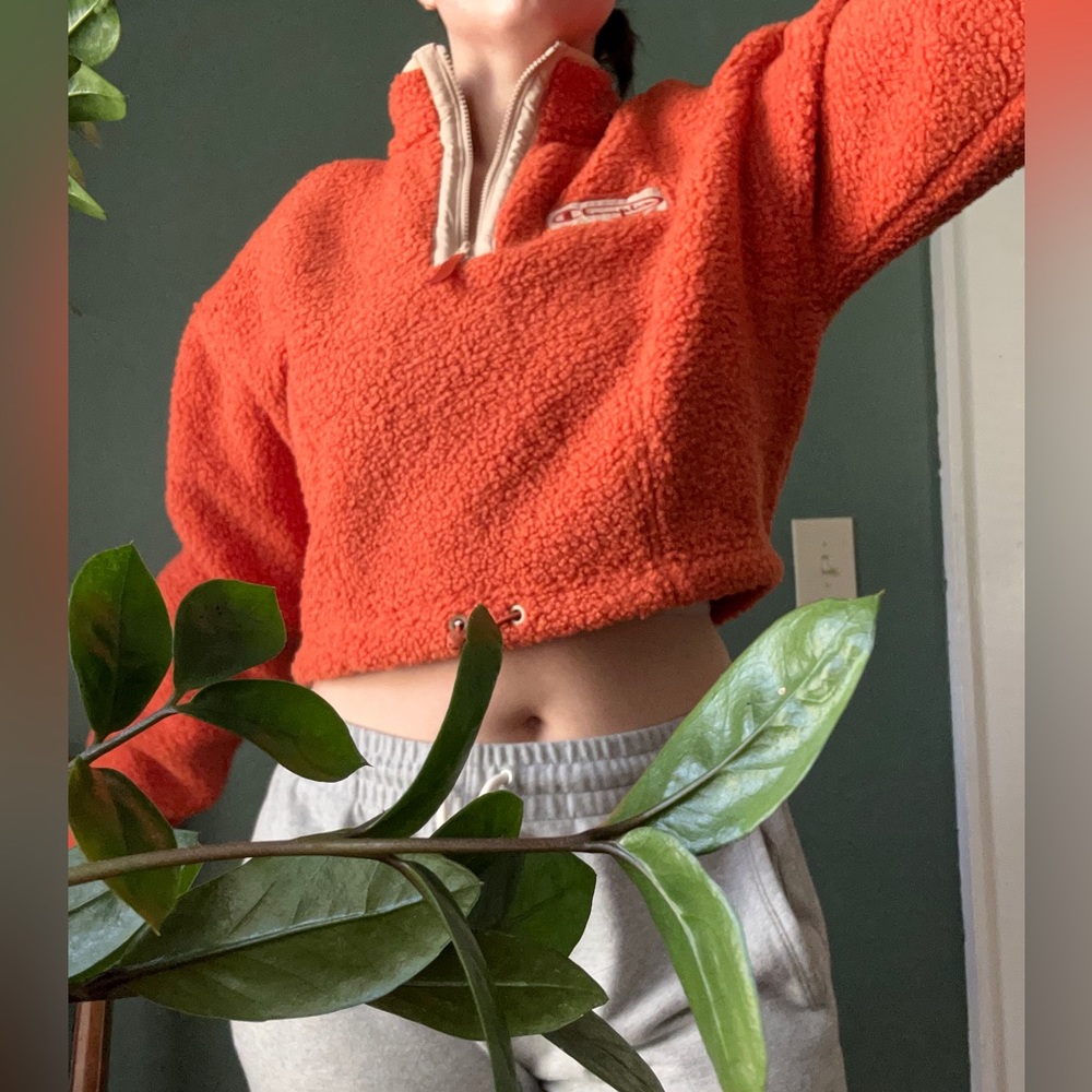 NWT Champion Orange Crop Fleece Sweatshirt